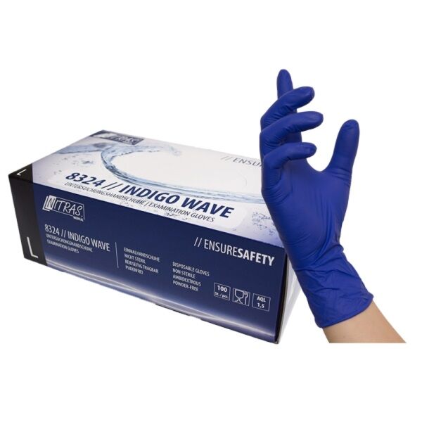 Handschuhe Nitril puderfrei indigo wave / dunkelblau Handschuhe Nitril puderfrei indigo wave S